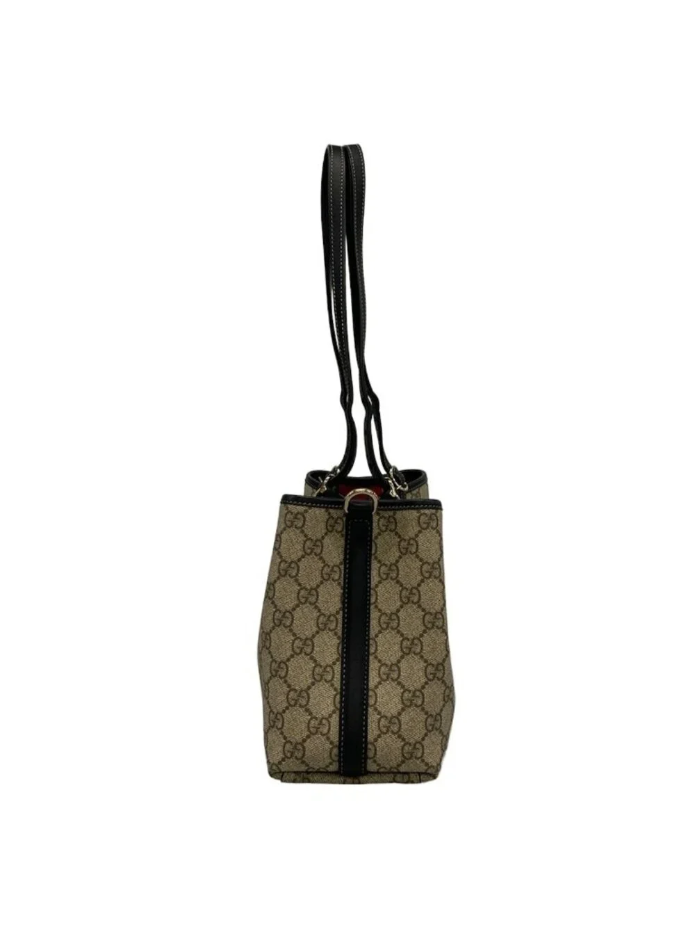 Gucci Tote GG Emblem Medium Beige Dark Brown Black Leather